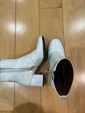 Coach White Mid-Calf Block Heel Ankle Boots